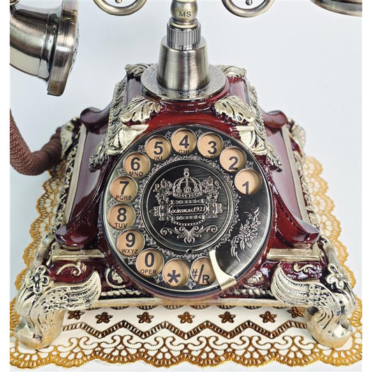 📞 Vintage Royal Rotary Telephone – Ornate Brass & Mahogany Finish