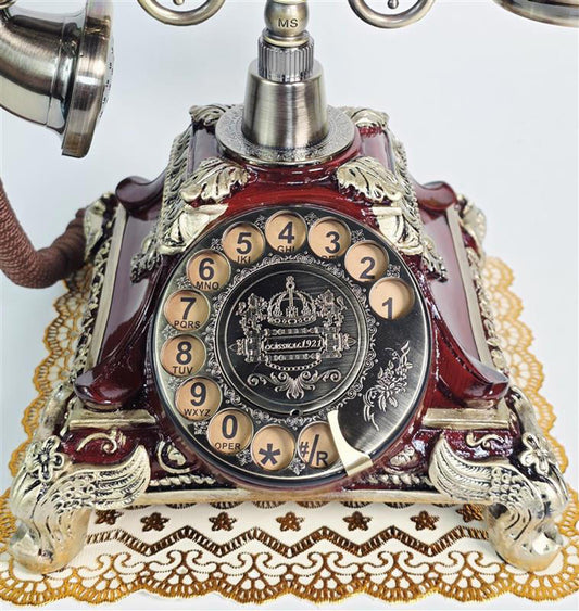 ๐ Vintage Royal Rotary Telephone โ Ornate Brass & Mahogany Finish