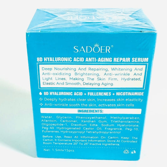 π§ Sadoer 8D Hyaluronic Acid Anti-Aging Serum 15-Ampoules New