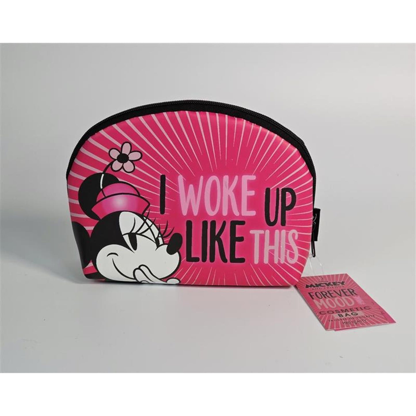 ๐ Disney Minnie Mouse โI Woke Up Like Thisโ Cosmetic Bag โ Hot Pink Edition