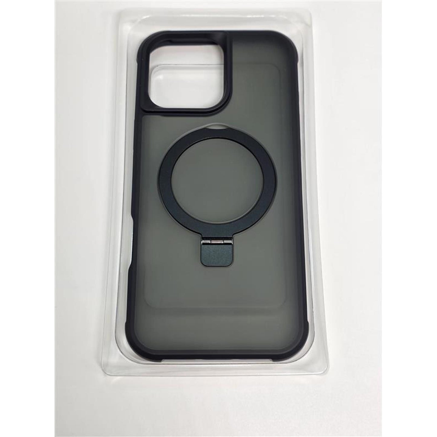 Luxeon Black Phone Case with Ring Kickstand Grip