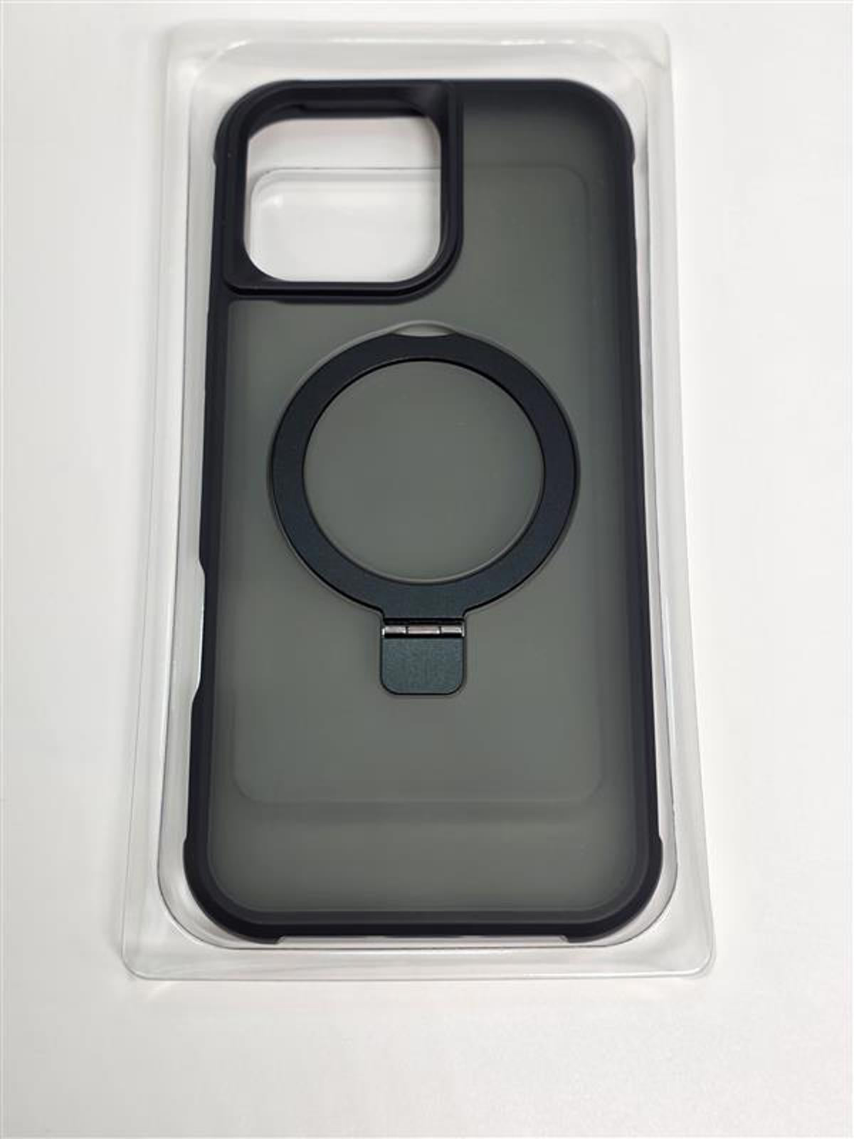 Luxeon Black Phone Case with Ring Kickstand Grip