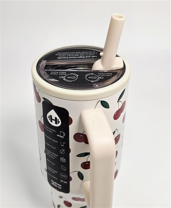 Hydrojug Stainless Steel Tumbler 32oz Cherry Design
