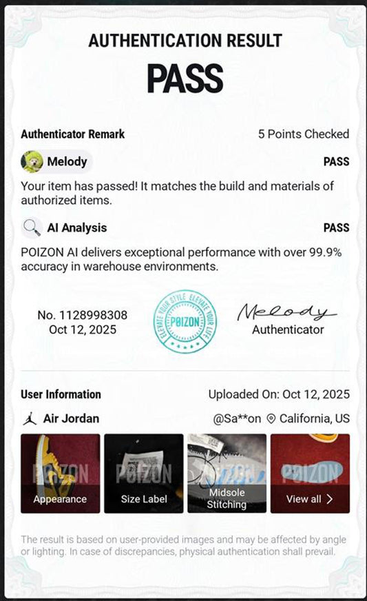 🖤💛 Air Jordan 1 Retro High OG “Pollen” 7Y – POIZON Authenticated-Preowned