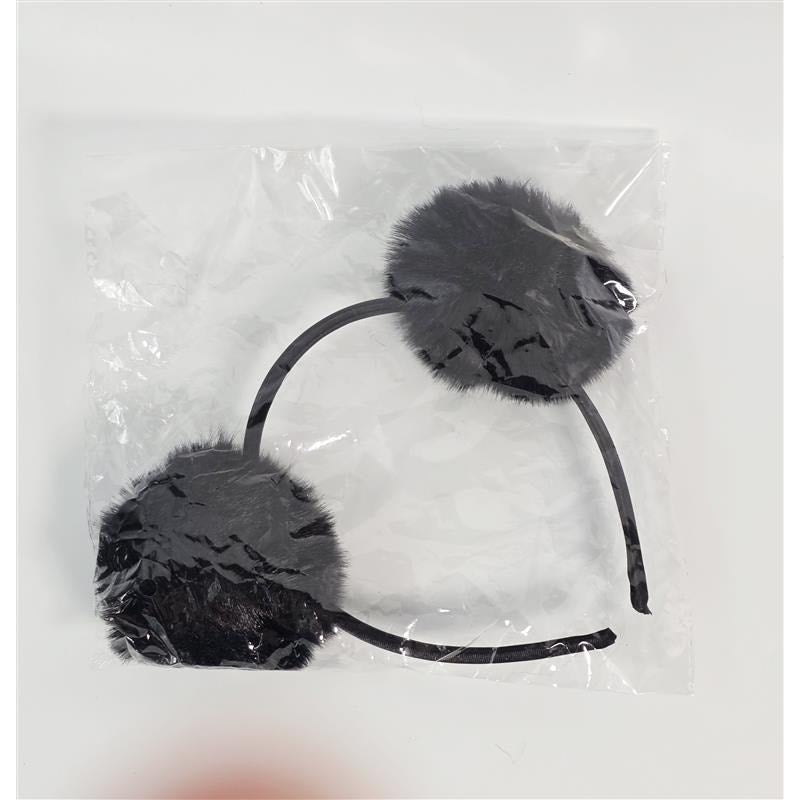 🖤🎀 Black Fuzzy Pom Pom Headband (One Size) Costume/Party