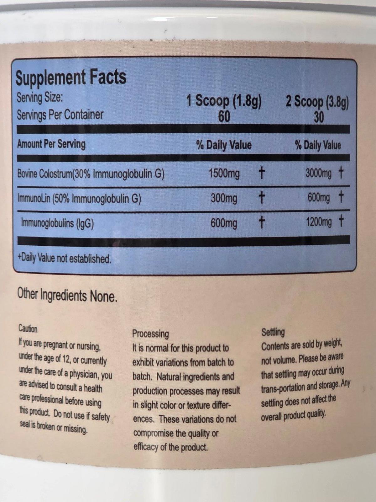 Miracle Moo Bovine Colostrum Powder – Grass-Fed + ImmunoLin (60 Servings)