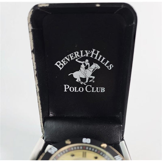 โ Beverly Hills Polo Club Retro Gold & Black Watch โ Damaged Box (New)