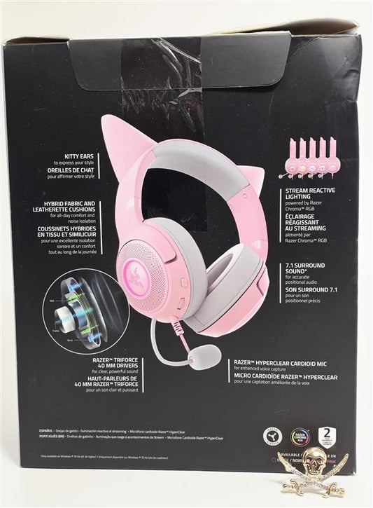 Razer Kraken Kitty V2 Quartz USB Gaming Headset New with Damaged Box