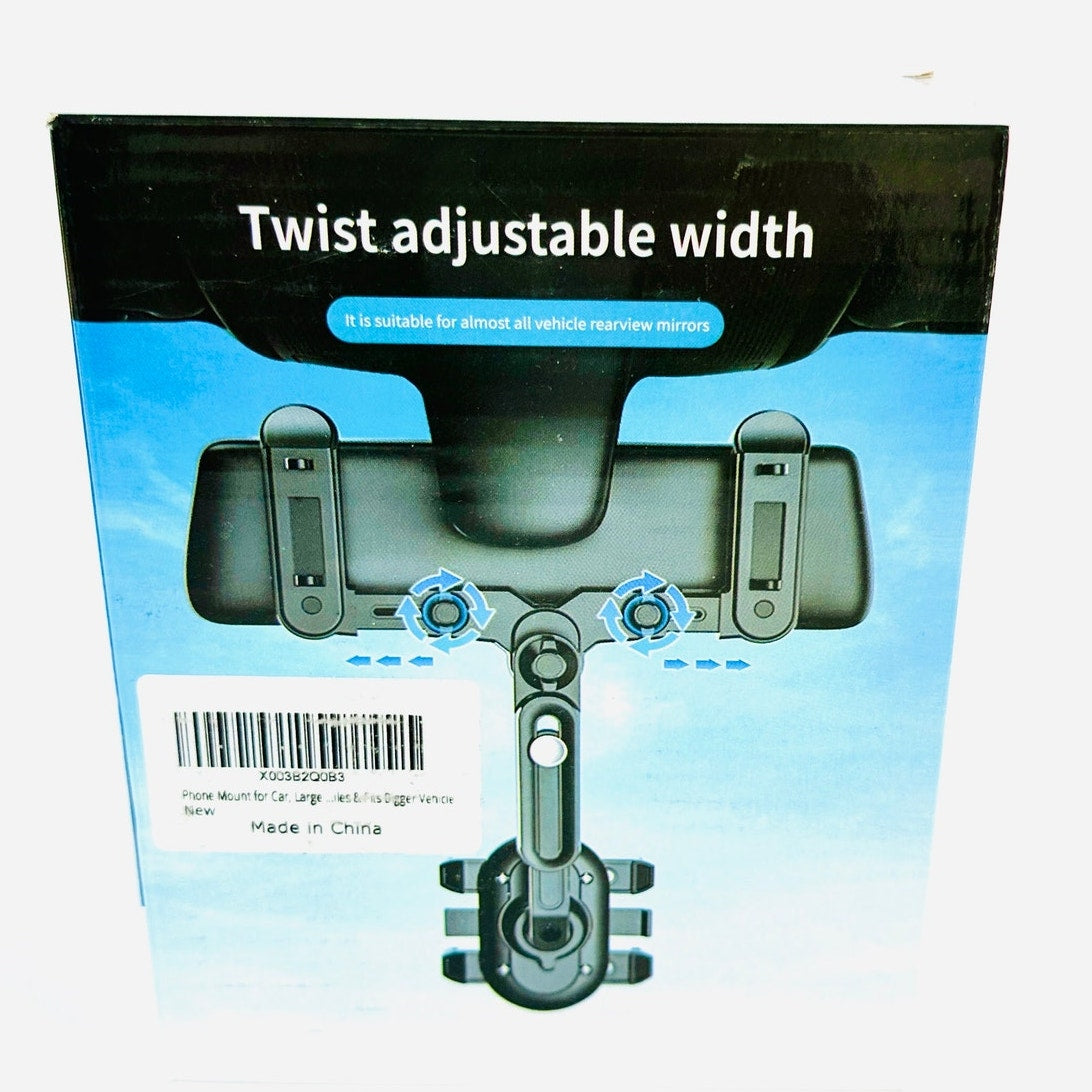 📱 360° Rotatable Rearview Mirror Phone Holder Mount Black New