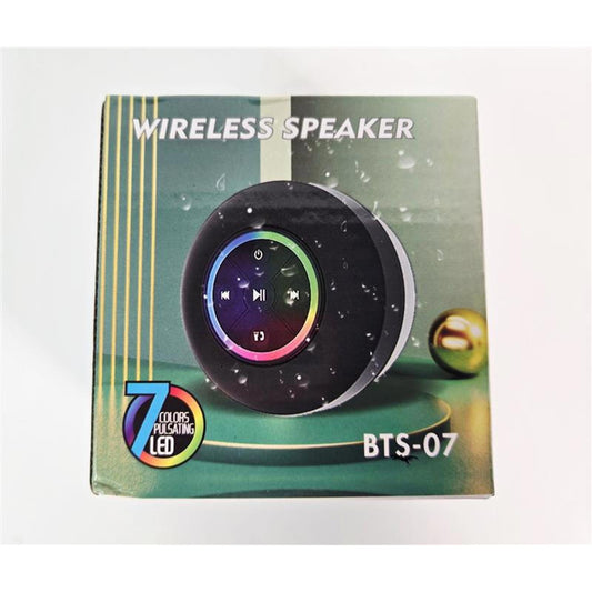 π BTS-07 Wireless Speaker β 7-Color LED Light Show (Shower-Ready!)