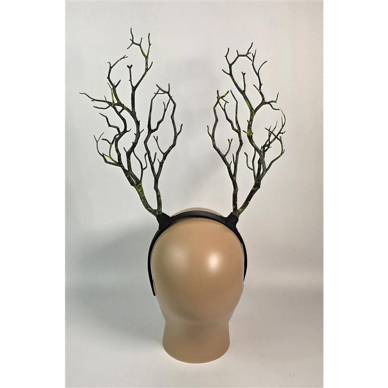 🦌🌿 Woodland Branch Antlers Headband (Black/Green) One Size