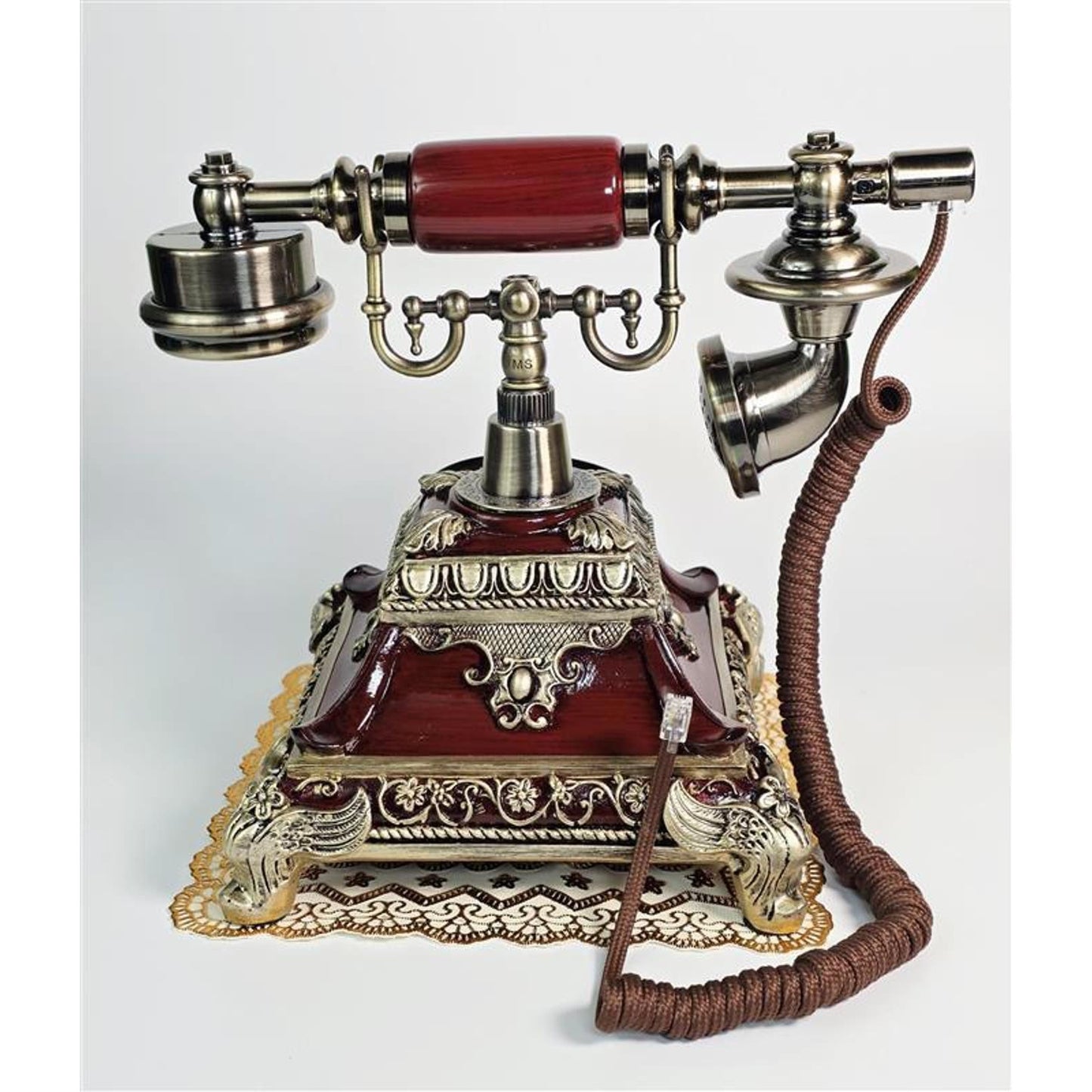 π Vintage Royal Rotary Telephone β Ornate Brass & Mahogany Finish