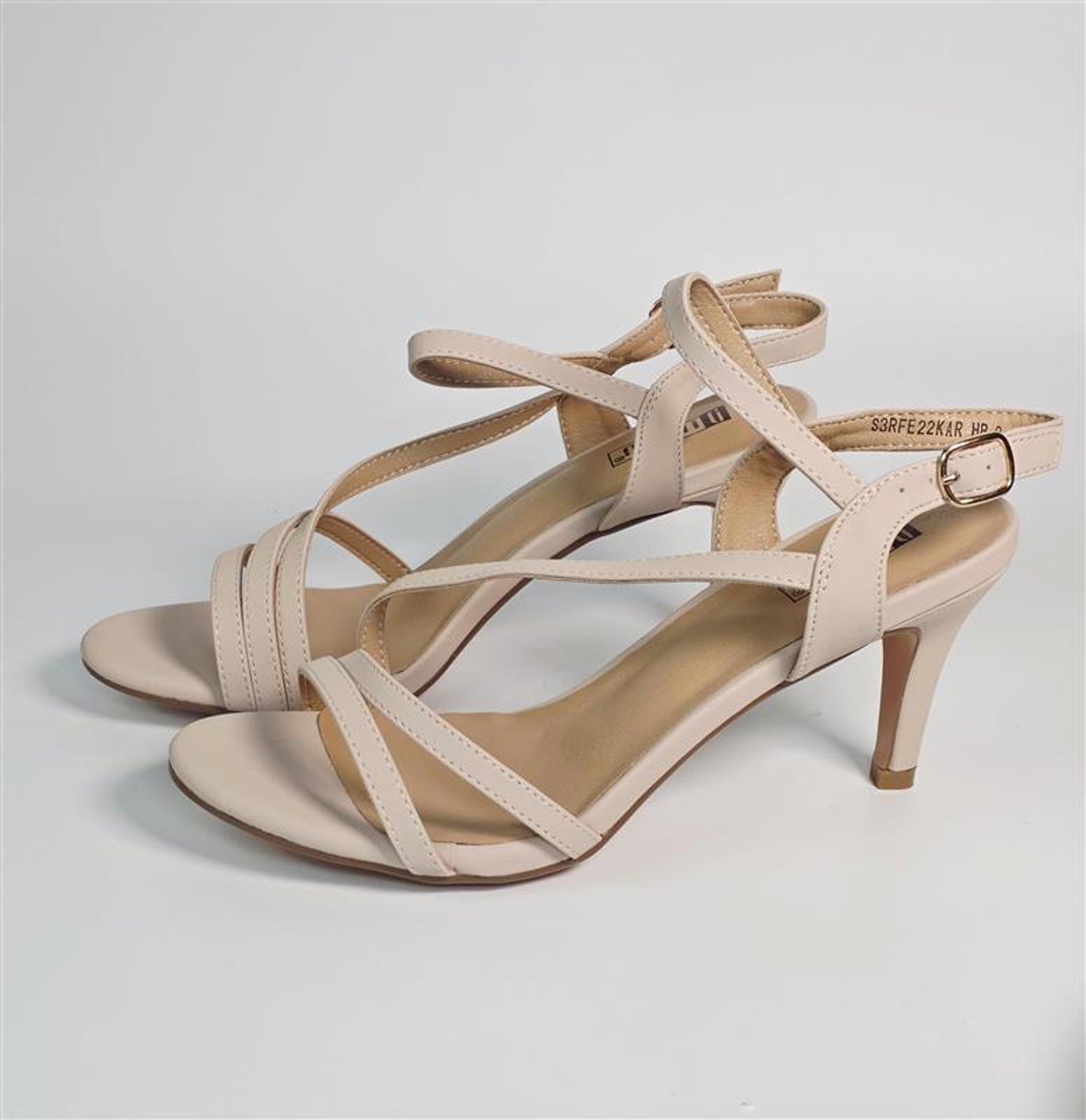 π Nude Strappy Heeled Sandals β Classic Open Toe Design - Size 8