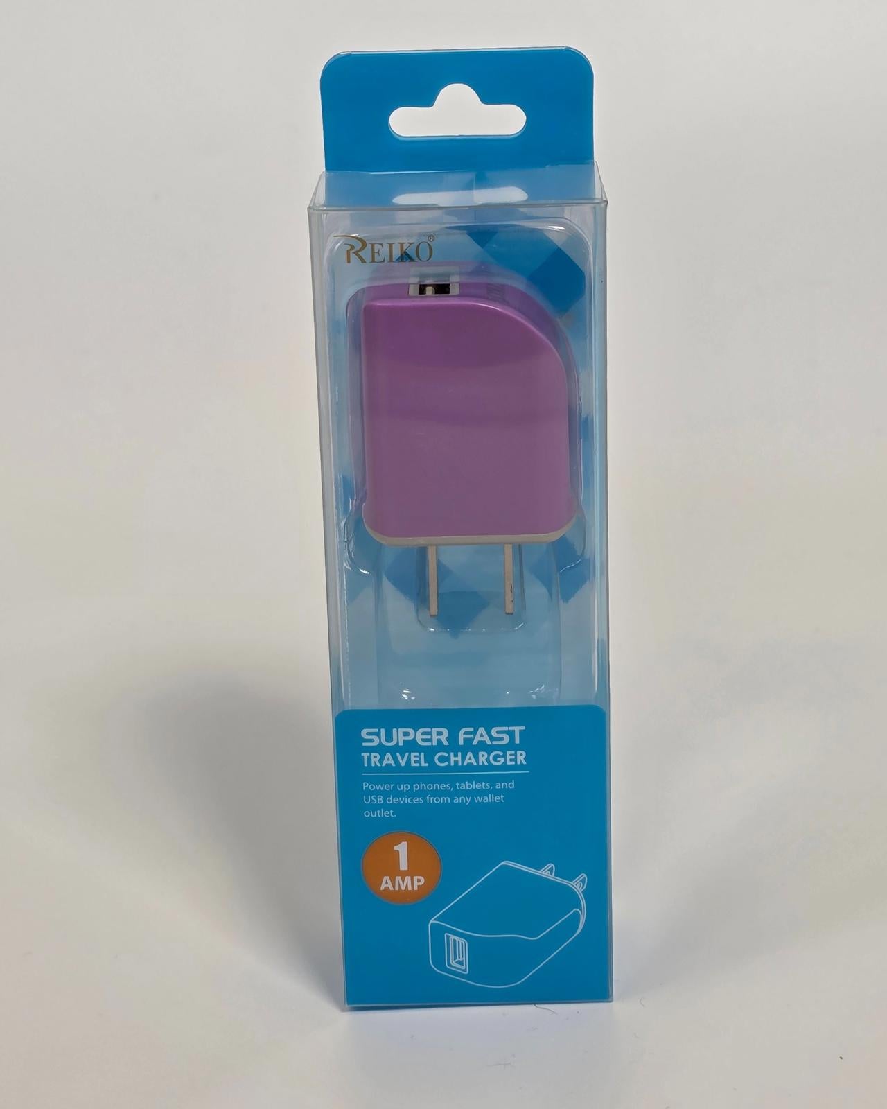 Reiko Super Fast Travel Charger (1A Wall Adapter Base – Purple)