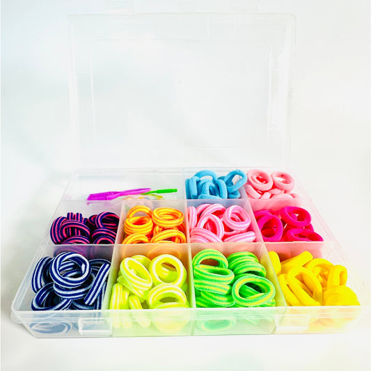 π 10-Grid Colorful Seamless Hair Ties Elastic Bands w/ Tools New