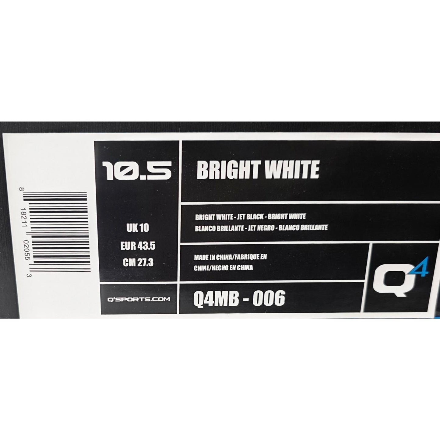 🏀 Q4 Sports Q4MB-006 “Bright White / Jet Black” Basketball Shoes – Size 10.5
