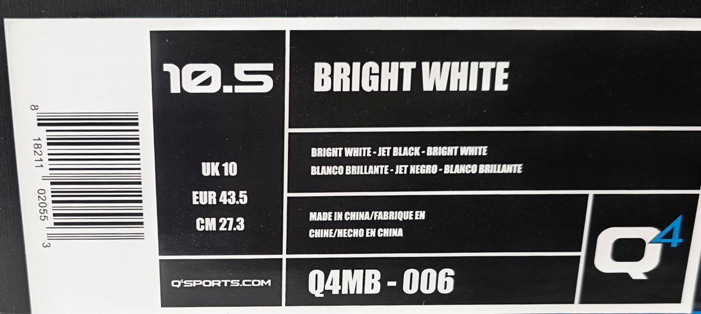 🏀 Q4 Sports Q4MB-006 “Bright White / Jet Black” Basketball Shoes – Size 10.5