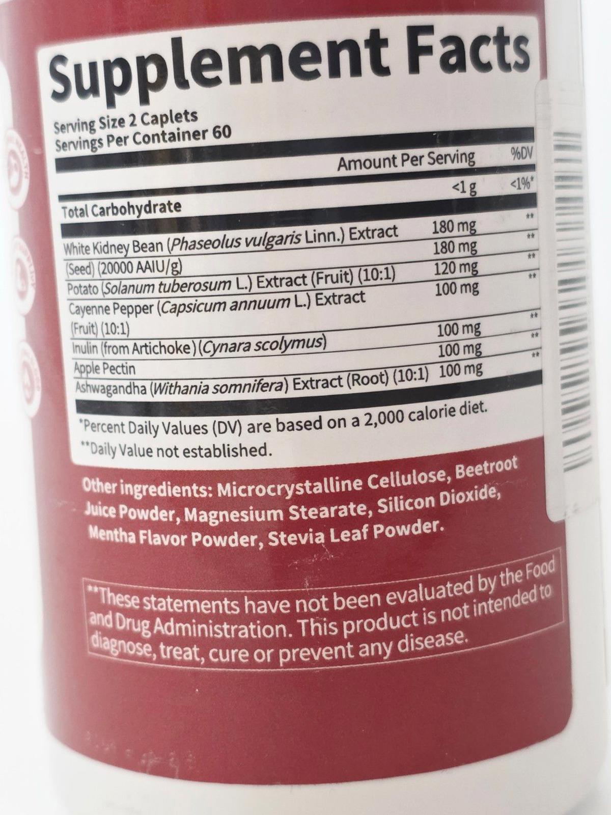 White Kidney Bean + Cayenne + Ashwagandha 6-in-1 Carb Blocker (120 Tablets)