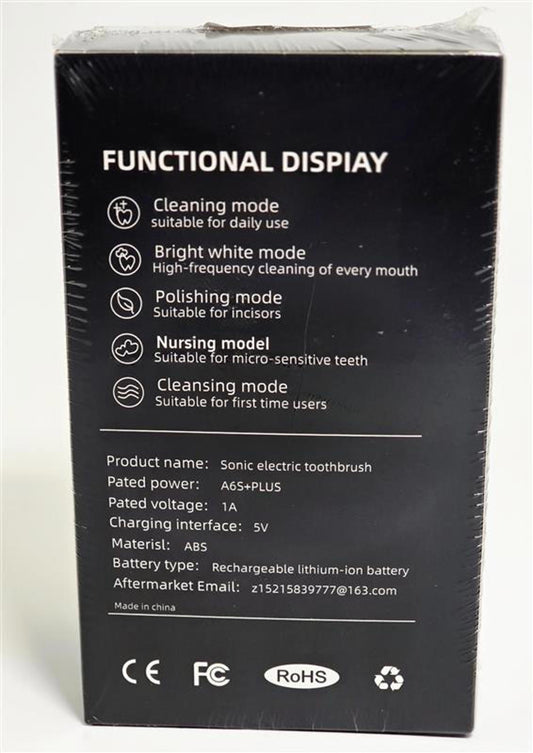 Sonic Electric Toothbrush Rechargeable A6S+PLUS Black