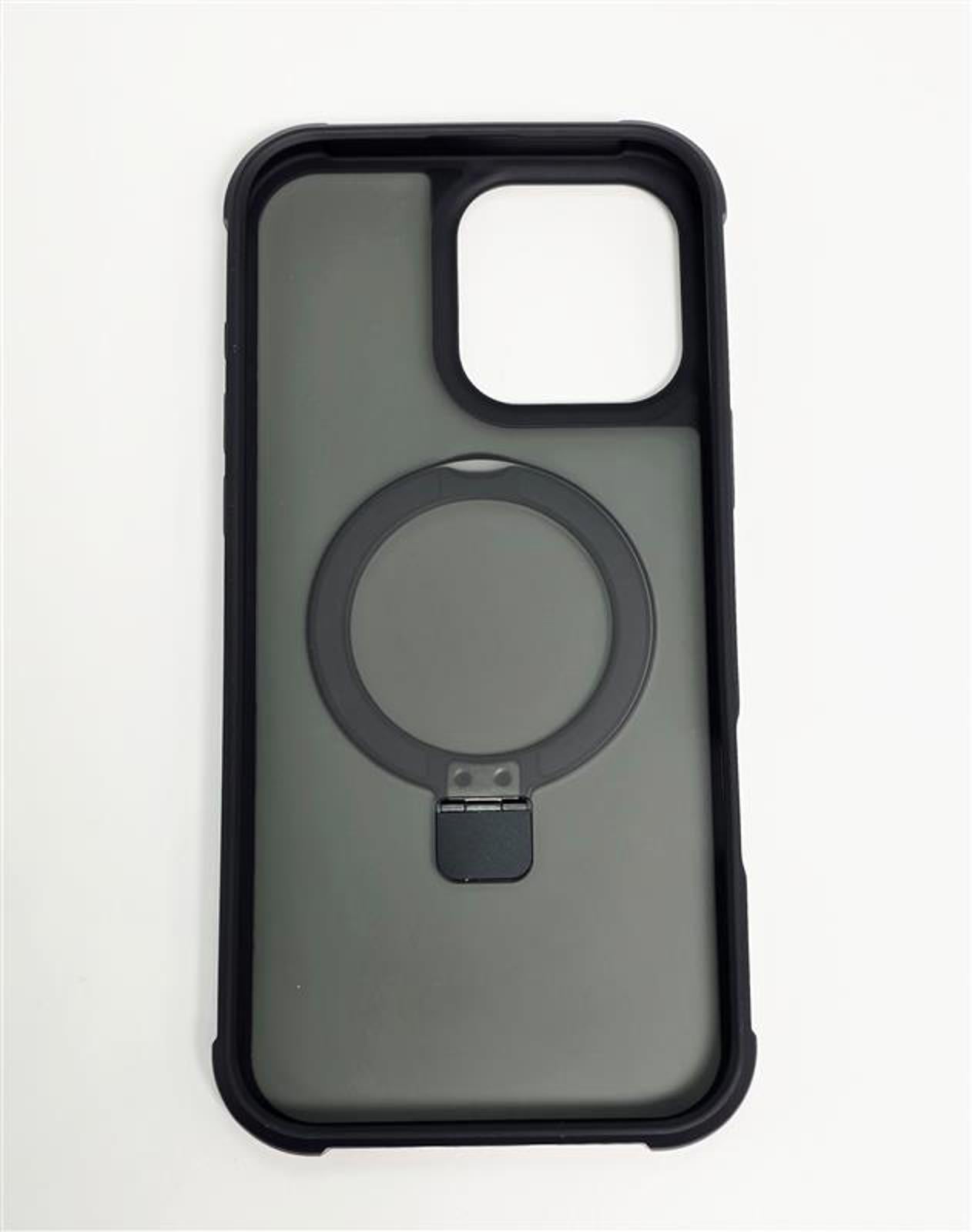 Luxeon Black Phone Case with Ring Kickstand Grip