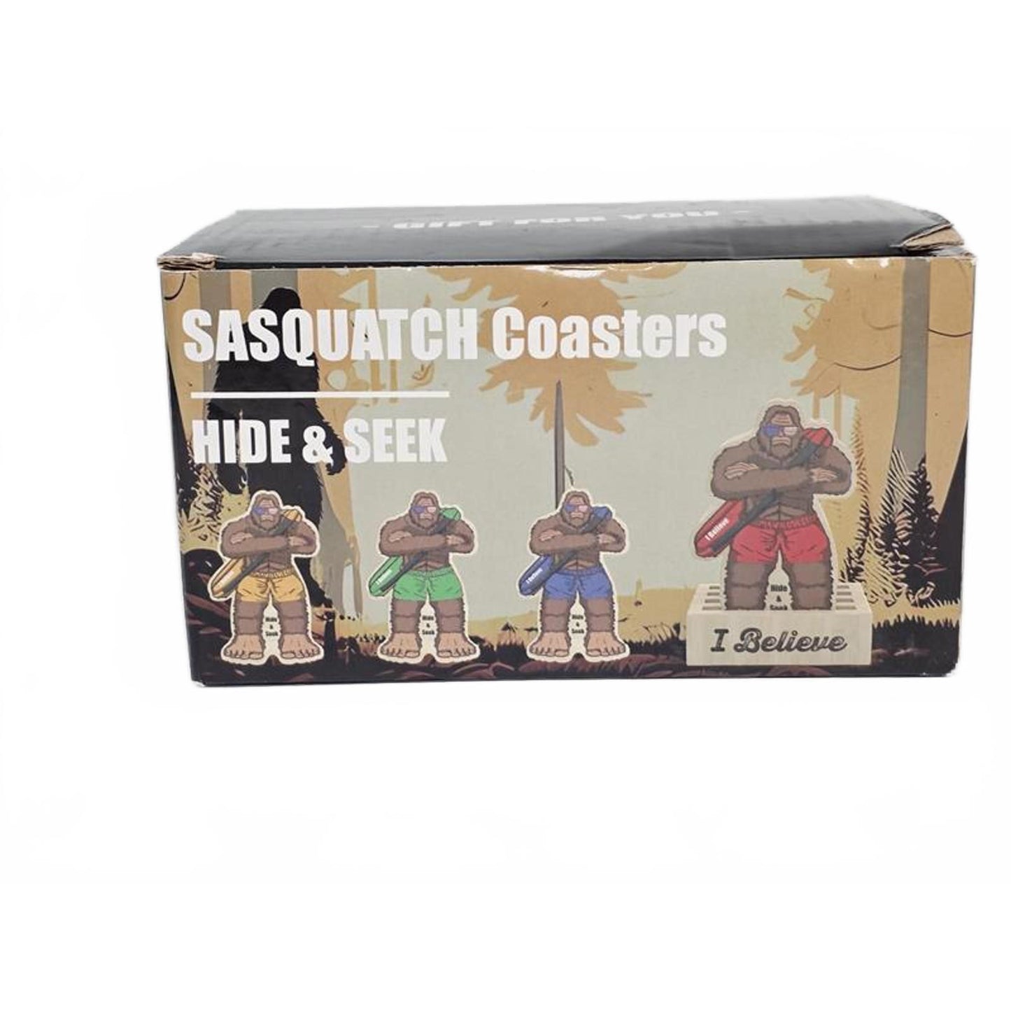 🦶 Sasquatch Coasters “Hide & Seek” Set – I Believe Edition