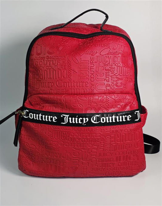 ❤️ Juicy Couture Embossed Logo Backpack – Red with Black & Gold Accents