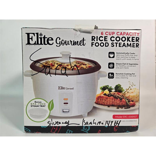 🍚 Elite Gourmet 6-Cup Rice Cooker & Food Steamer (Model ERC-006NST)
