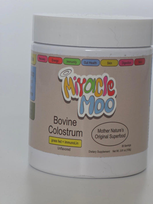 Miracle Moo Bovine Colostrum Powder – Grass-Fed + ImmunoLin (60 Servings)