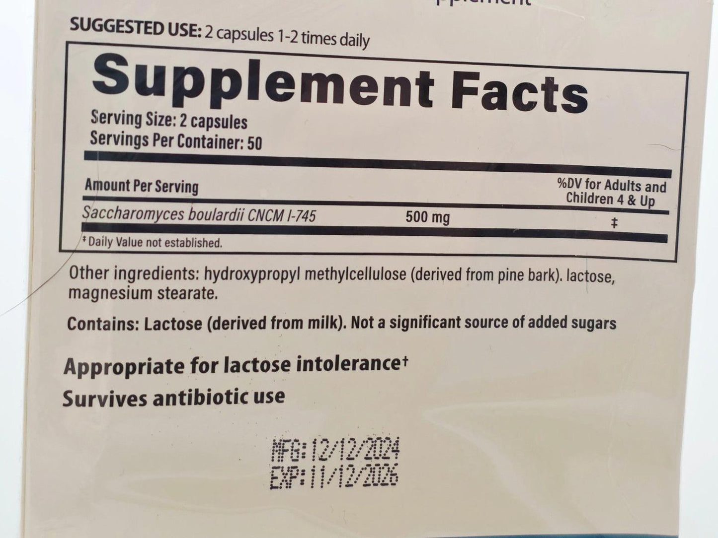 Florastor Daily Probiotic – 500mg S. boulardii (100 ct)