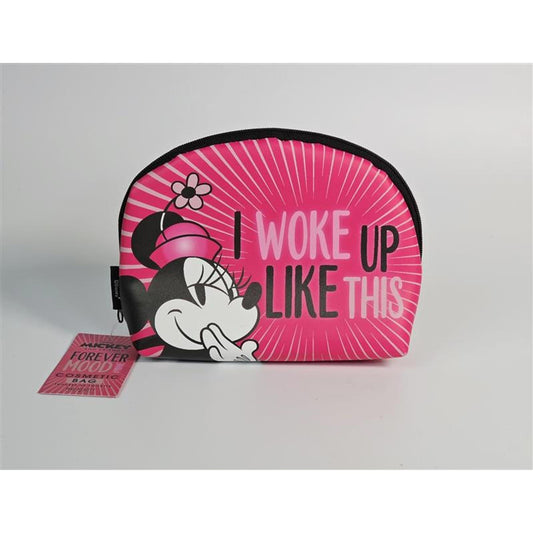 💖 Disney Minnie Mouse “I Woke Up Like This” Cosmetic Bag – Hot Pink Edition