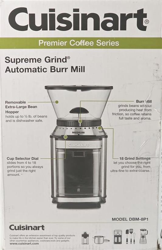 ☕ Cuisinart Supreme Grind Automatic Burr Mill – Model DBM-8P1 (New, Damaged Box)