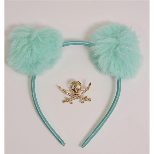 Fluffy Pom-Pom Headband Mint Green Cute Hair Accessory