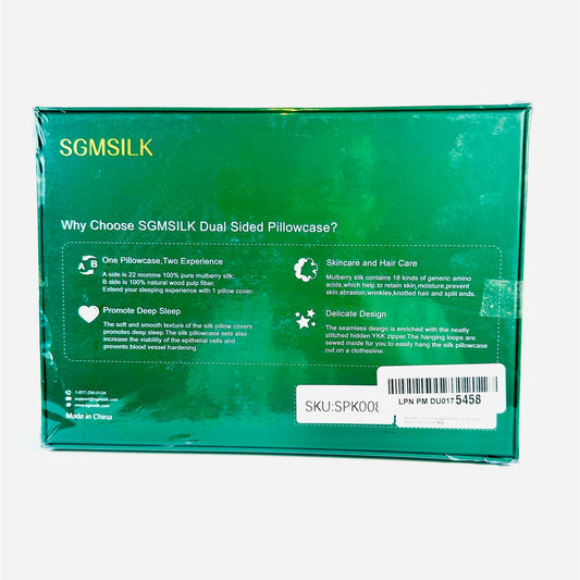 🛏️ SGMSILK Dual-Sided Silk Pillowcase King Green New