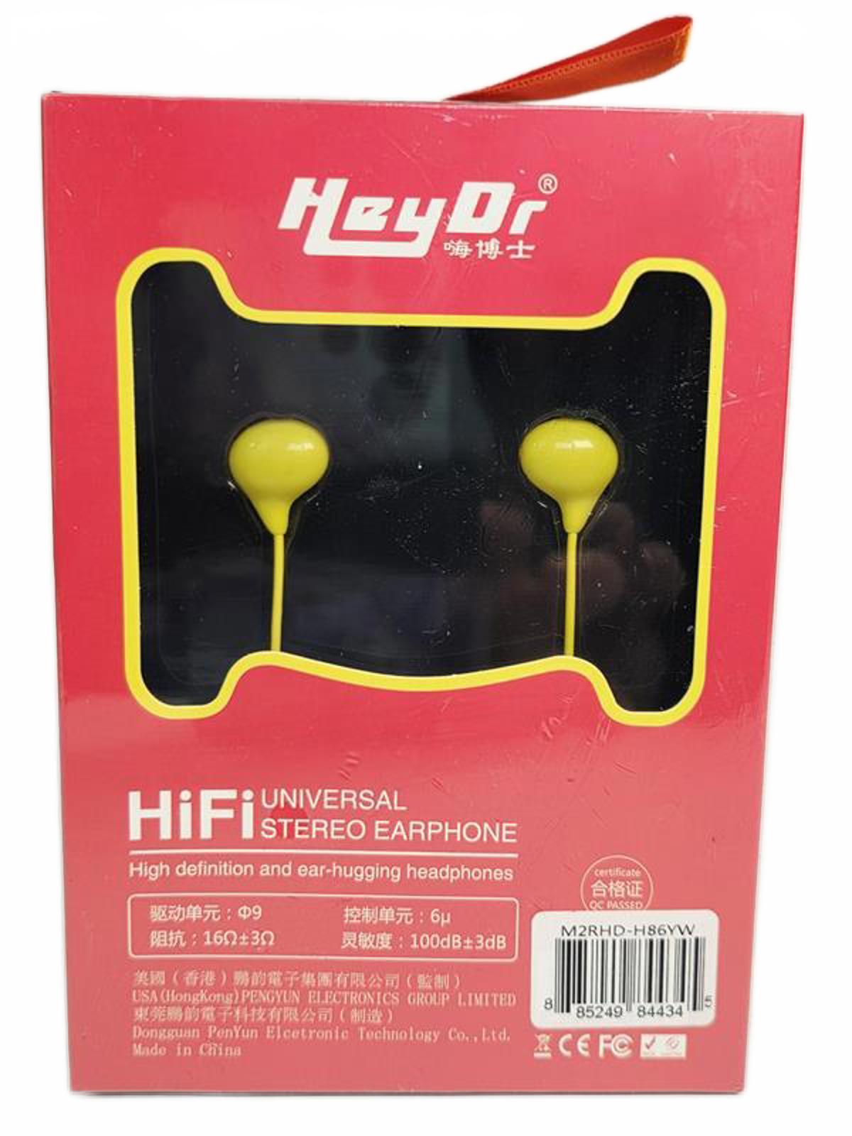🎧 HeyDr H86 HiFi Universal Stereo Earphones – Yellow