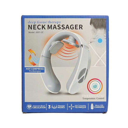 💆‍♂️🔥 Deep Tissue Neck Massager w/ Heat – Model J001-2C (White)