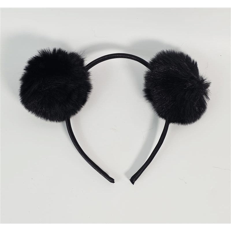 🖤🎀 Black Fuzzy Pom Pom Headband (One Size) Costume/Party