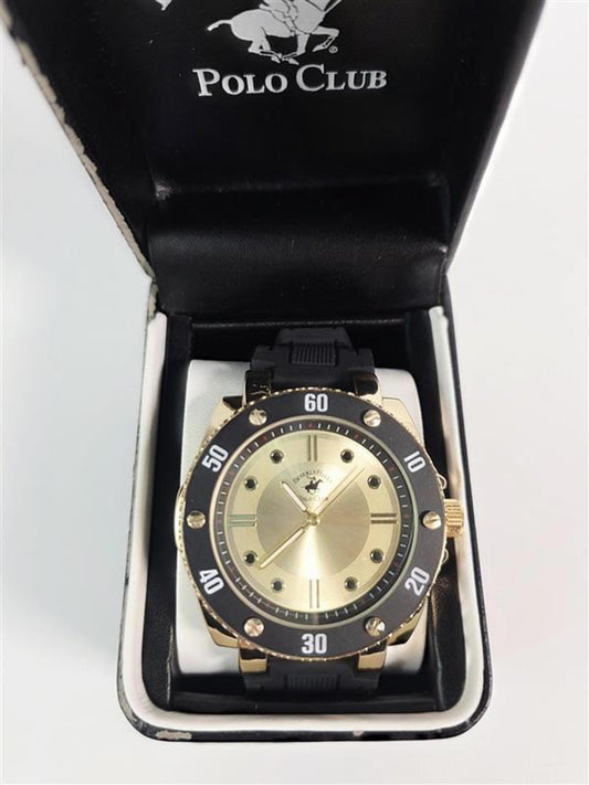 ⌚ Beverly Hills Polo Club Retro Gold & Black Watch – Damaged Box (New)