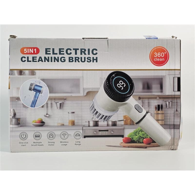 🧽⚡ 5-in-1 Electric Cleaning Brush 360° Spin Scrubber (Blue) Damaged Box