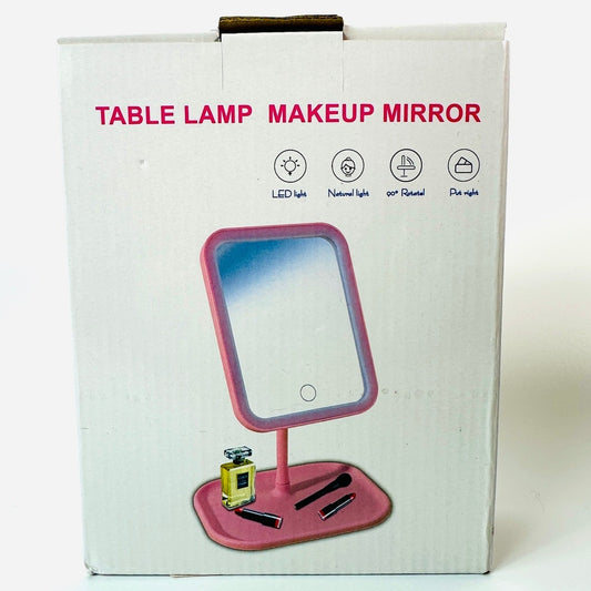 LED Table Lamp Makeup Mirror Cosmetic Vanity Light Storage Tray Pink New