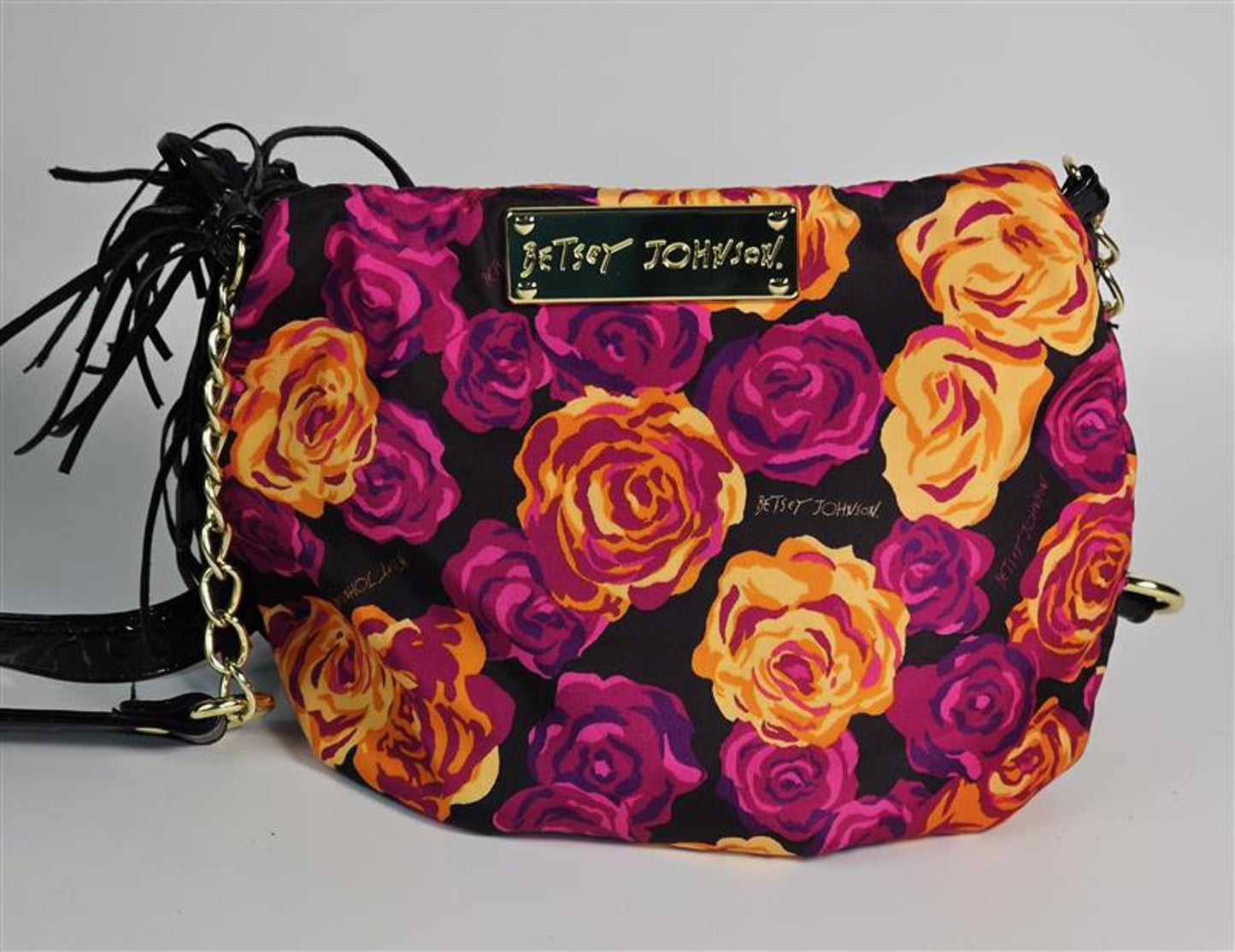 🌹 Betsey Johnson Rose Print Crossbody Bag – Magenta & Marigold Floral