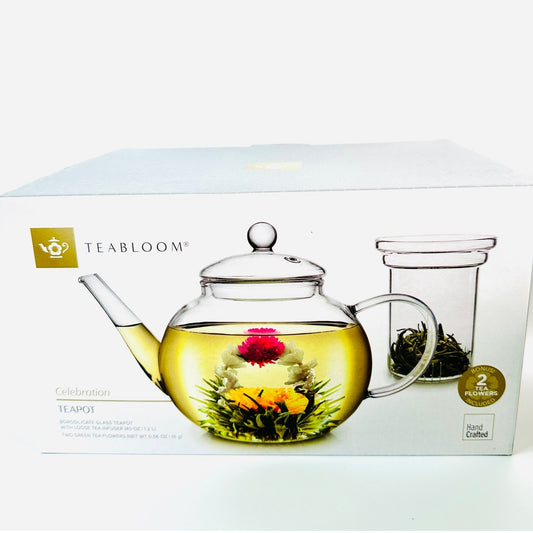 🫖 Teabloom Celebration Glass Teapot & Infuser 40oz New