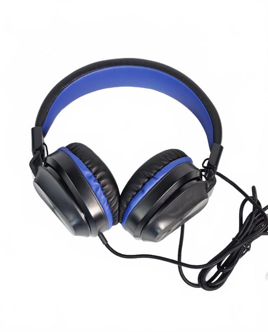 🎧 Blue & Black Over-Ear Wired Headphones – Noise-Isolating Stereo Sound