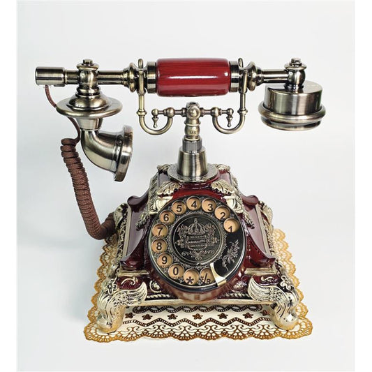 📞 Vintage Royal Rotary Telephone – Ornate Brass & Mahogany Finish