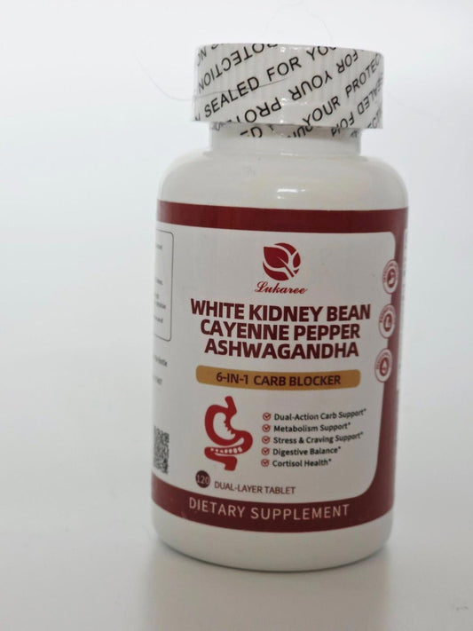 White Kidney Bean + Cayenne + Ashwagandha 6-in-1 Carb Blocker (120 Tablets)