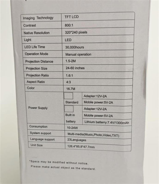 LED Projector Portable Mini Home Theater Open Box New