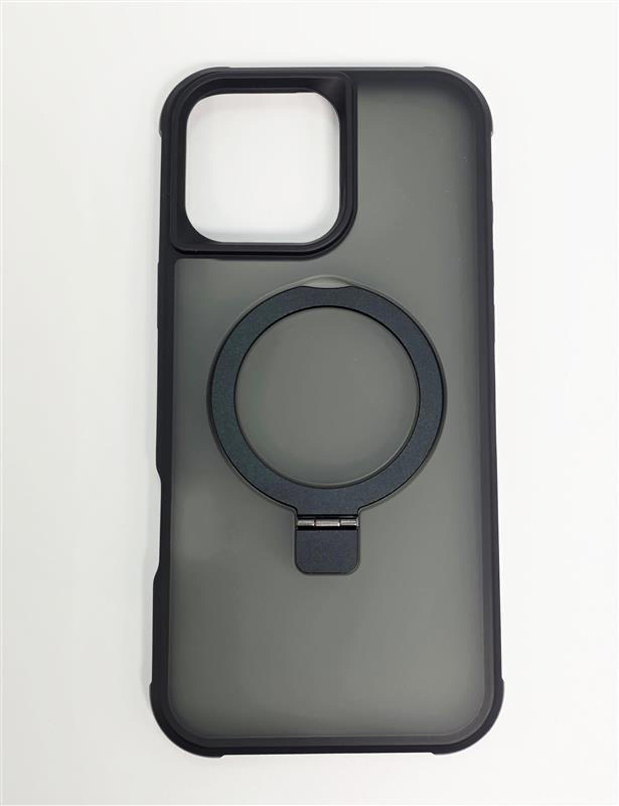 Luxeon Black Phone Case with Ring Kickstand Grip