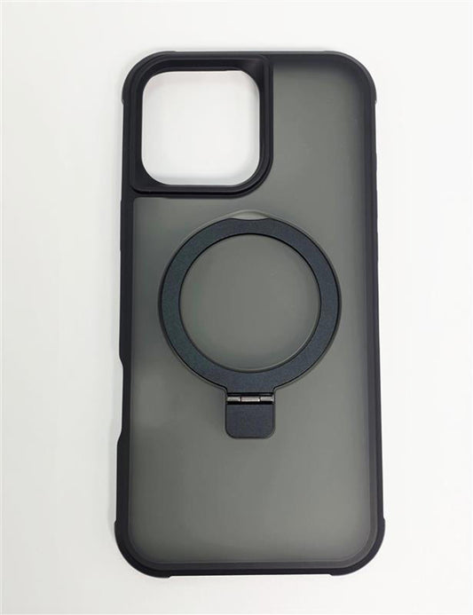 Luxeon Black Phone Case with Ring Kickstand Grip