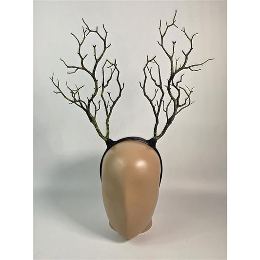 🦌🌿 Woodland Branch Antlers Headband (Black/Green) One Size