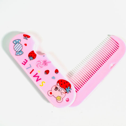🐻 Smile Pink Bear Folding Pocket Comb Travel Hairbrush New