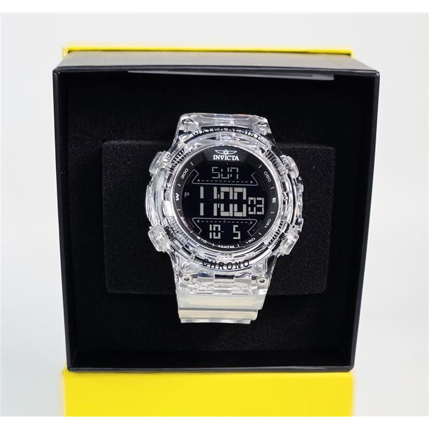 🕶️ Invicta Men’s Transparent Chronograph Digital Watch – Clear Resin Edition